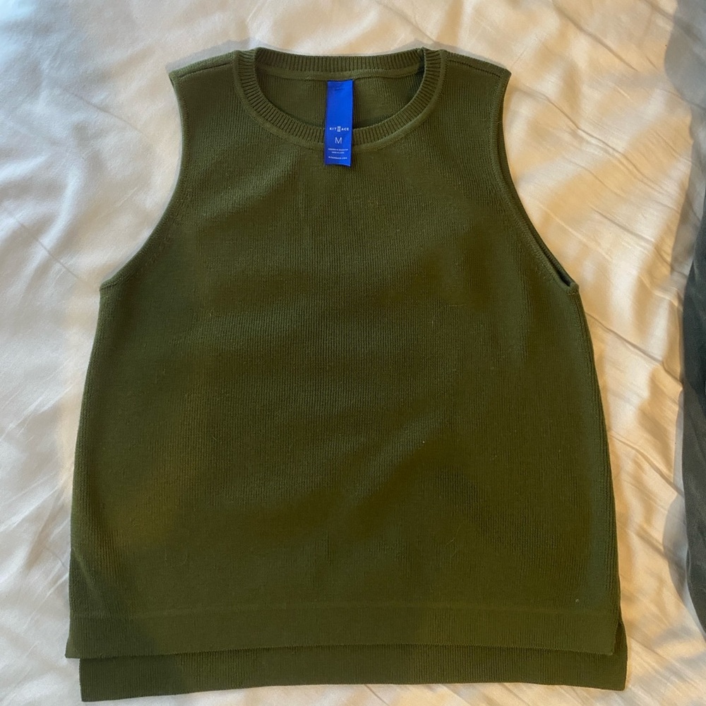Kit and Ace Olive Green Sleeveless Knit Top